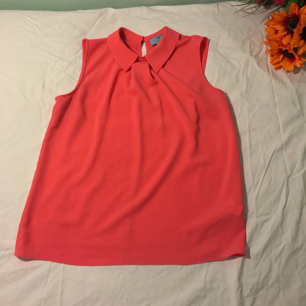 Cece Coral Peter Pan Collar Blouse
